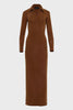 WHITNEY LONG SLEEVE DRESS BROWN