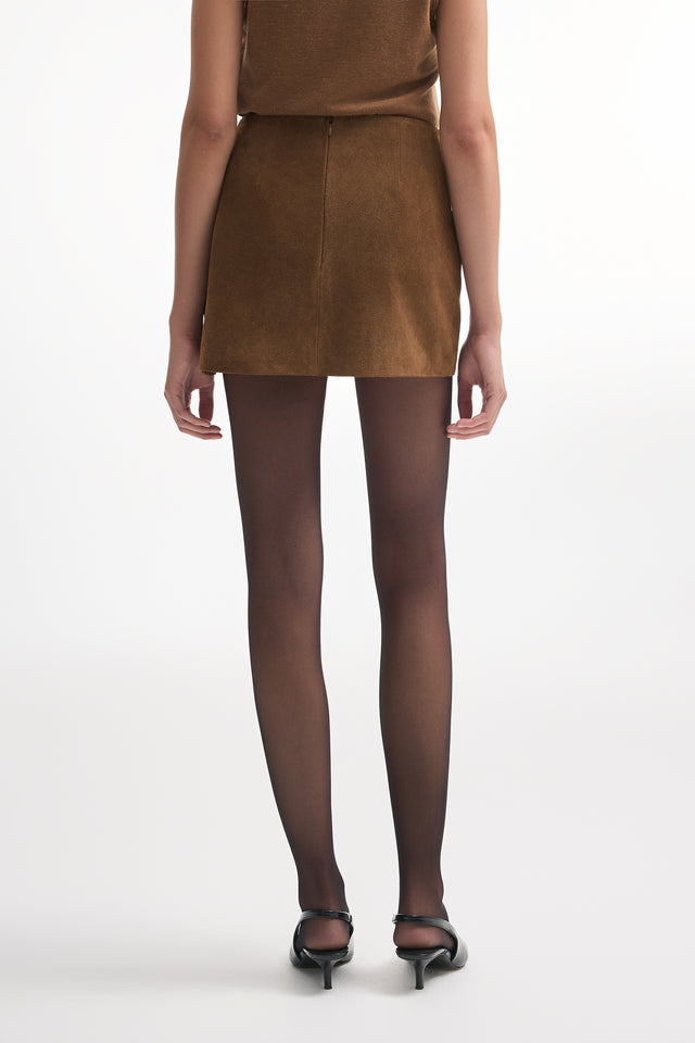 GUARDIAN LEATHER MINI SKIRT BROWN