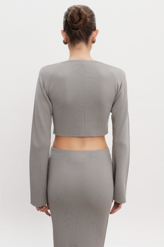HEAVEN KNITTED CARDIGAN TOP GREY