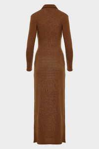 WHITNEY LONG SLEEVE DRESS BROWN