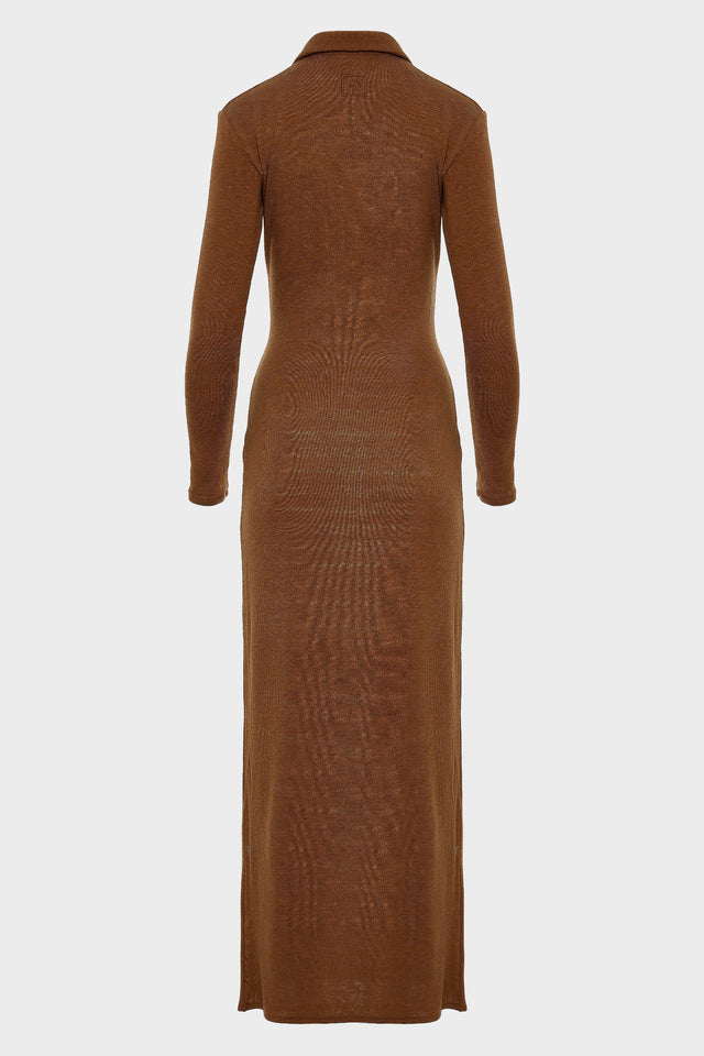 WHITNEY LONG SLEEVE DRESS BROWN
