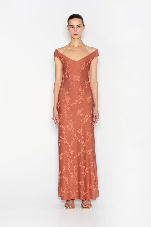 CACTUS LONG DRESS TERRACOTTA