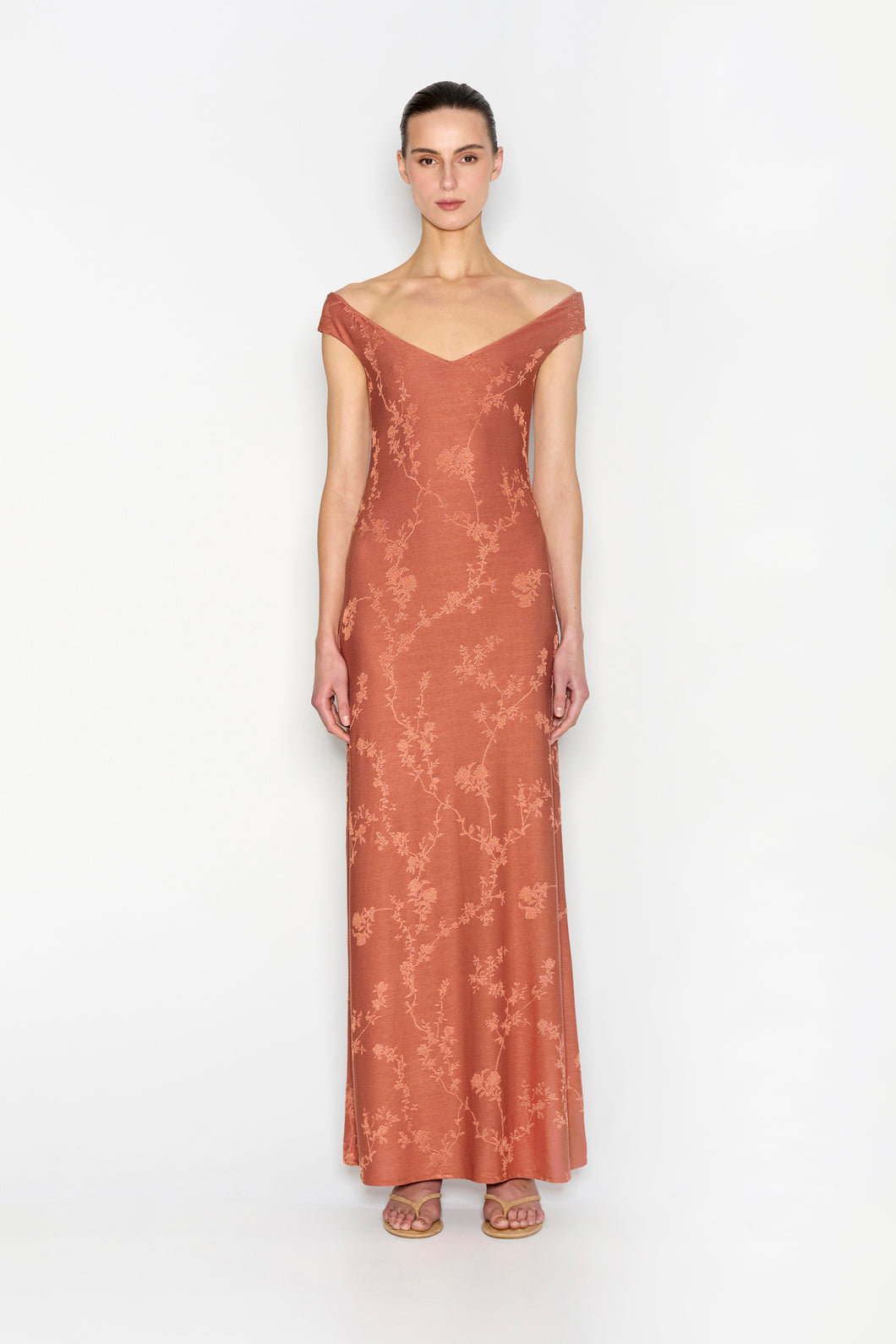 CACTUS LONG DRESS TERRACOTTA