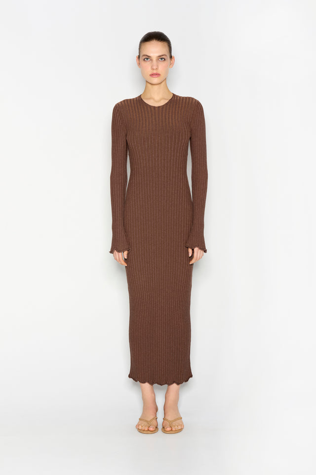 HIDDEN GEM KNITTED DRESS BROWN