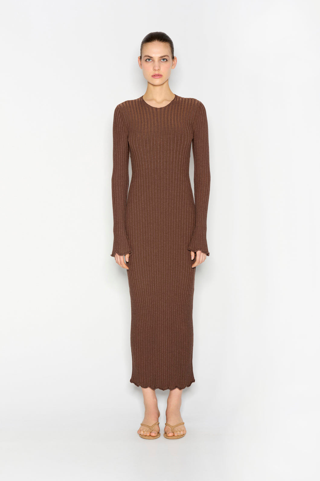 HIDDEN GEM KNITTED DRESS BROWN