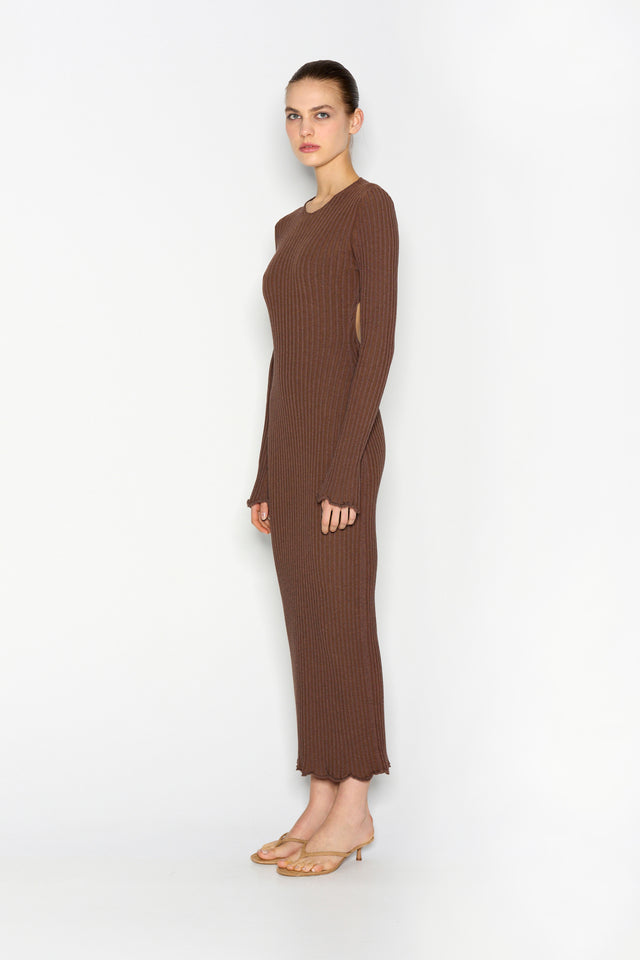 HIDDEN GEM KNITTED DRESS BROWN