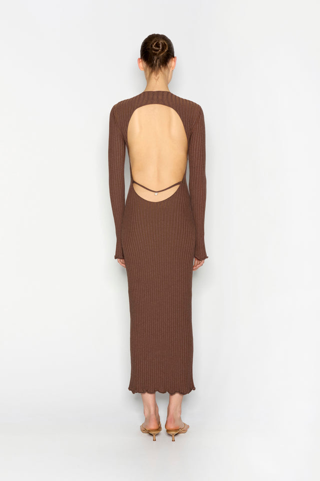 HIDDEN GEM KNITTED DRESS BROWN