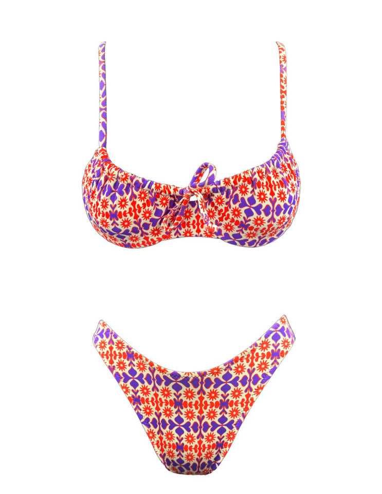 SOLAR FLAME RUCHED BIKINI