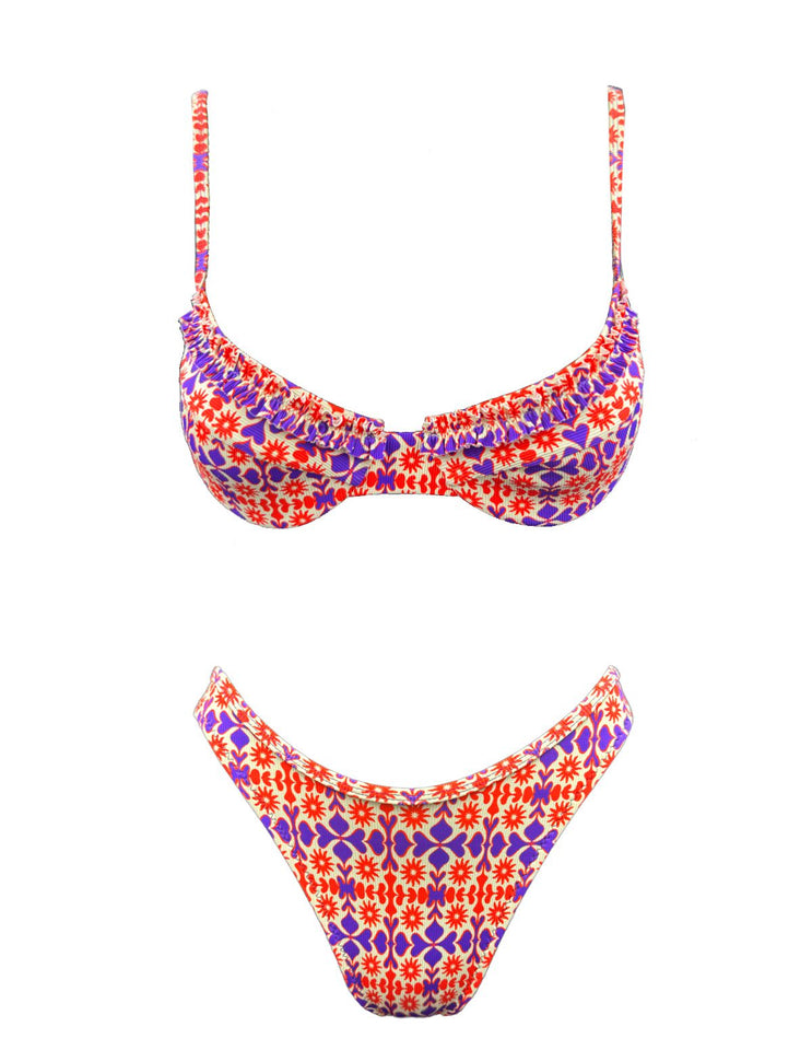 SOLAR FLAME RUFFLED BIKINI