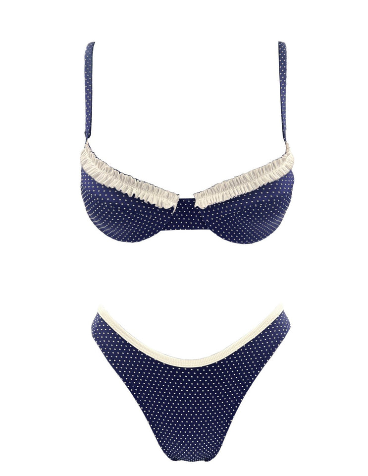 POLKA WHITE RUFFLED BIKINI