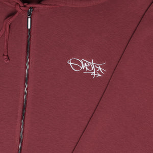 Wine Red Tag Zip Hoodie