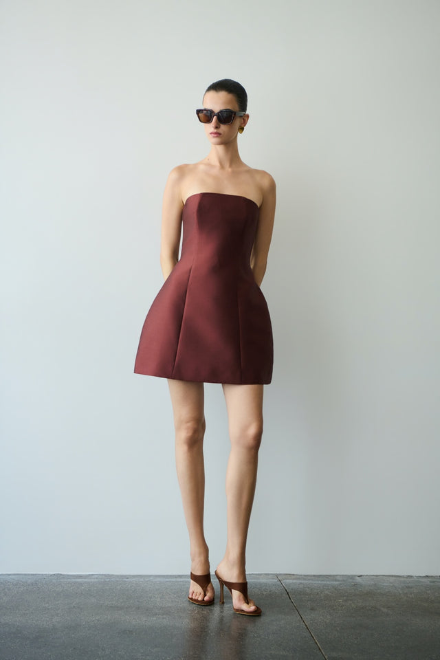 SOLENE MINI DRESS CHESTNUT BROWN