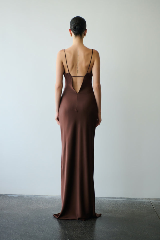 LUISA DRESS CINNAMON BROWN