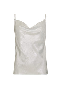 SATIN DRAPE TOP SILVER