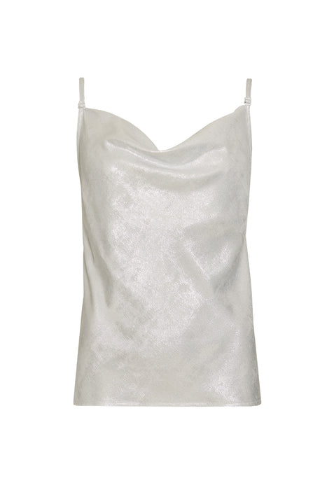 SATIN DRAPE TOP SILVER