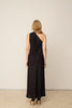 BLACK LINEN ONE-SHOULDER DRESS