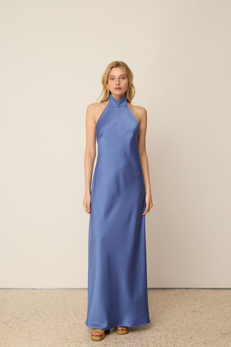 BLUE OPEN BACK MAXI DRESS