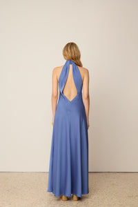 BLUE OPEN BACK MAXI DRESS