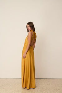 GOLD OPEN BACK MAXI DRESS