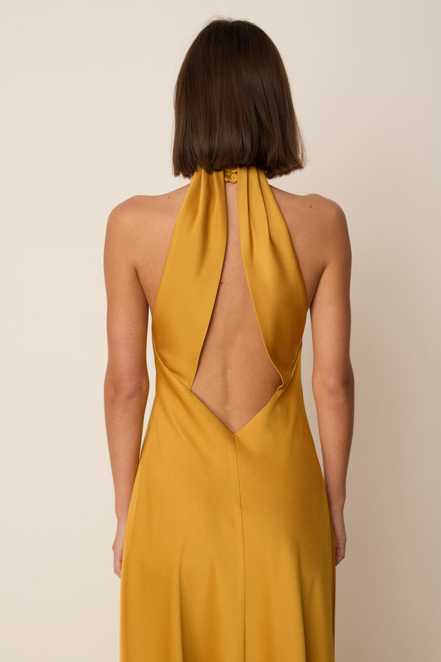 GOLD OPEN BACK MAXI DRESS