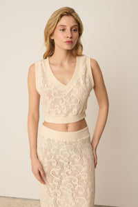 LACE KNIT TOP BEIGE