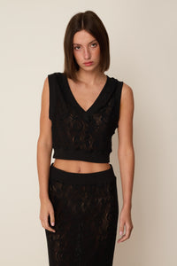 LACE KNIT TOP BLACK