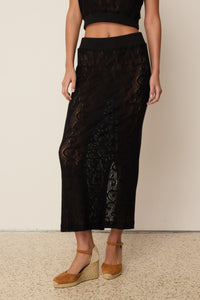 LACE KNIT SKIRT BLACK ONE SIZE