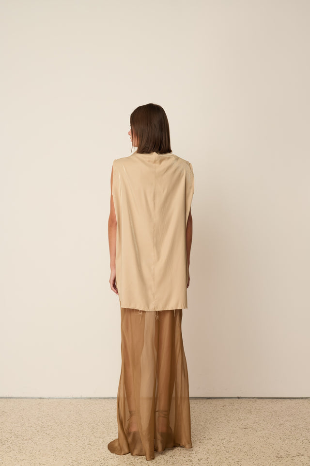 BEIGE SILK MUSLIN SKIRT