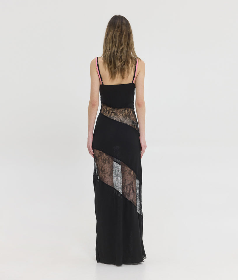 ENORA DRESS BLACK / FUCHSIA