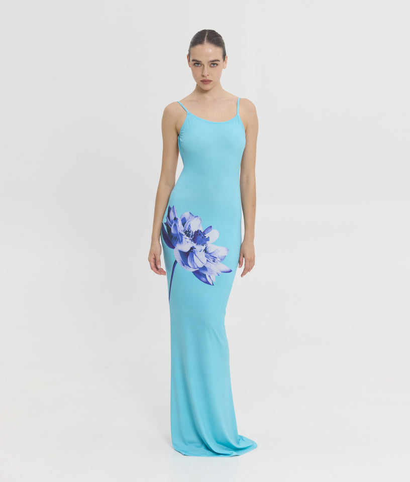VERONICA DRESS AQUA FLORAL