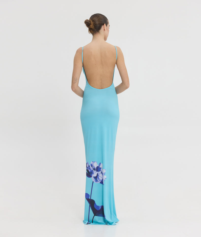 VERONICA DRESS AQUA FLORAL