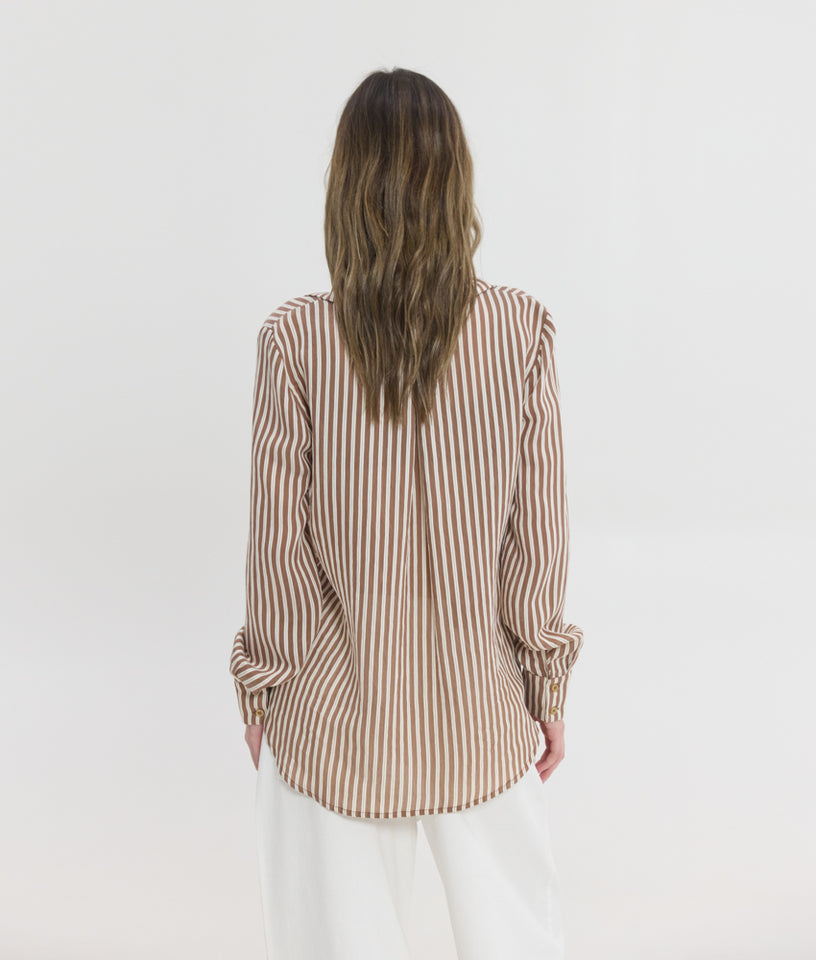 LUCIDA SEMI-SHEER SHIRT BROWN