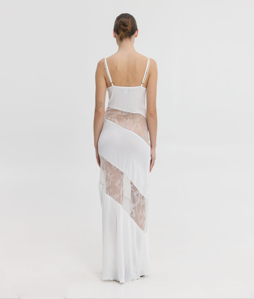 ENORA DRESS WHITE/ POWDER