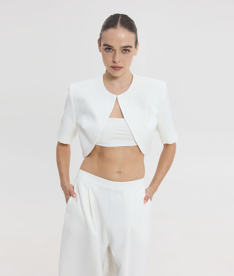 PHOIBE CROP BLAZER OFF WHITE