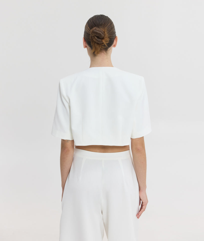 PHOIBE CROP BLAZER OFF WHITE