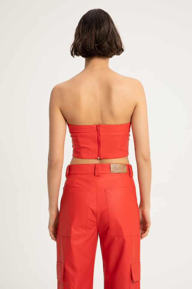 DELIA FAUX LEATHER BUSTIER TOP