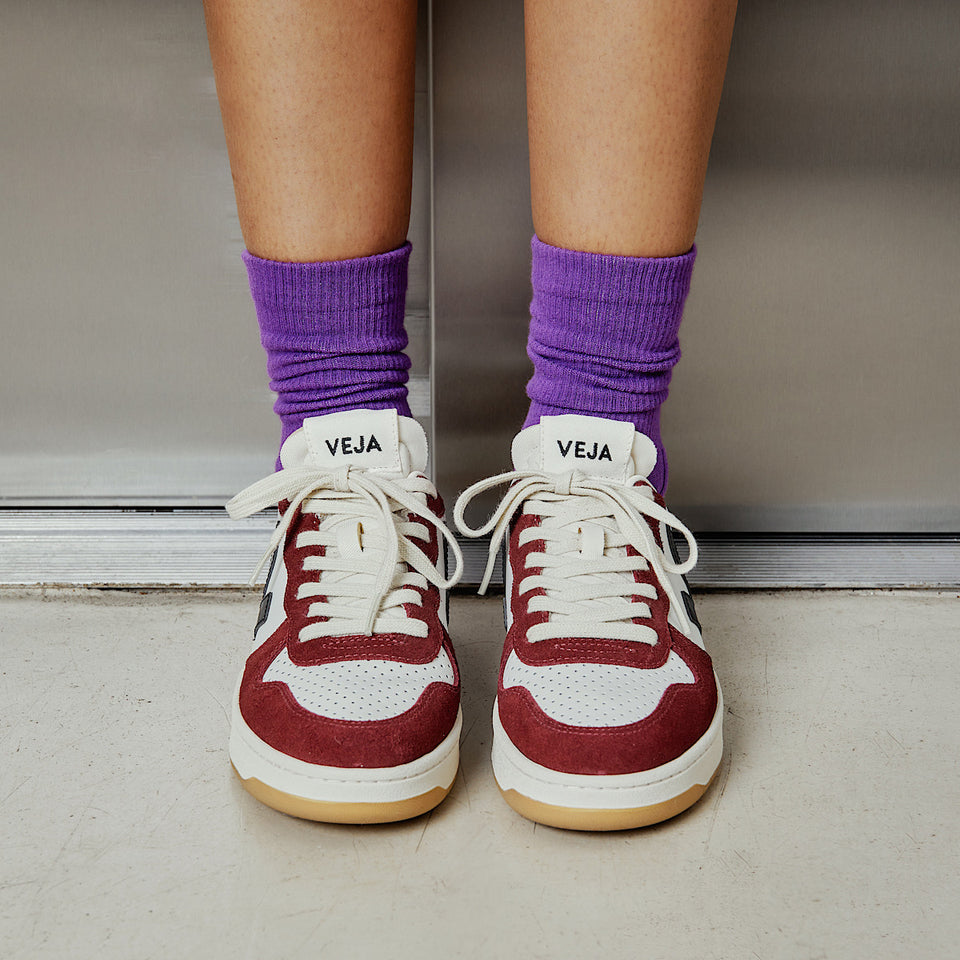 V-10 LEATHER WHITE BLACK AMARANTE