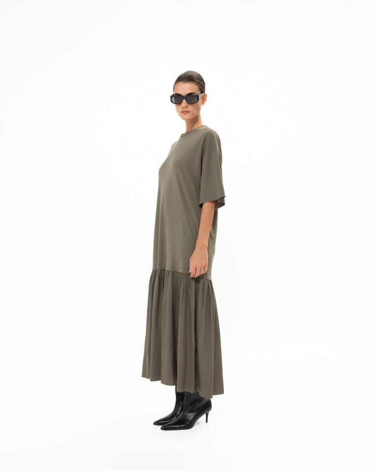 OLIVE MIDI COTTON DRESS