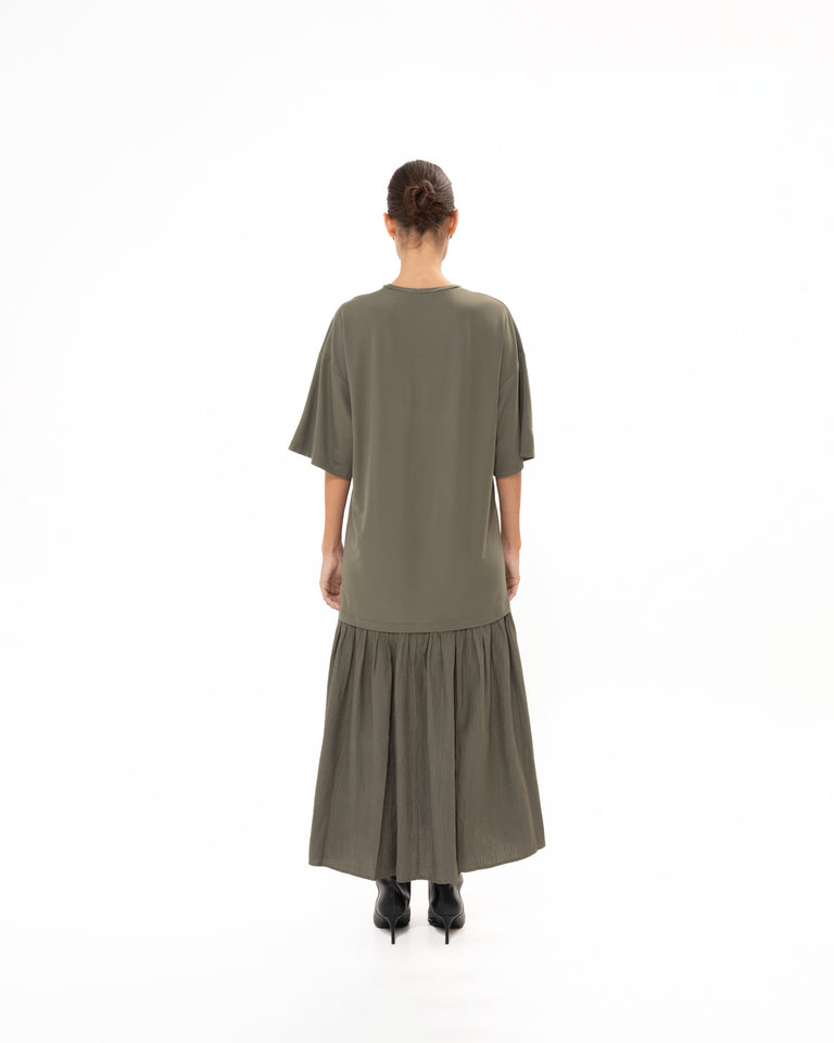 OLIVE MIDI COTTON DRESS