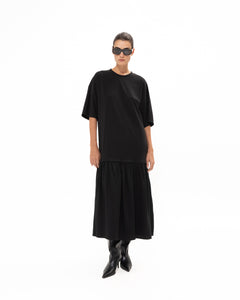 BLACK MIDI COTTON DRESS