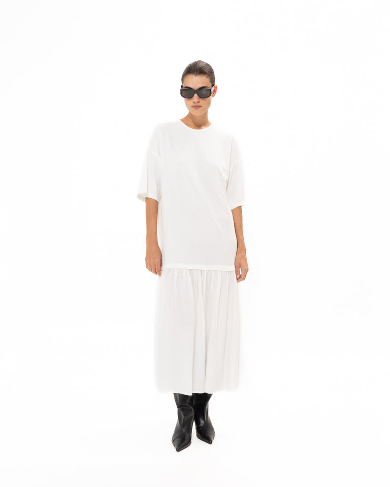 WHITE MIDI COTTON DRESS