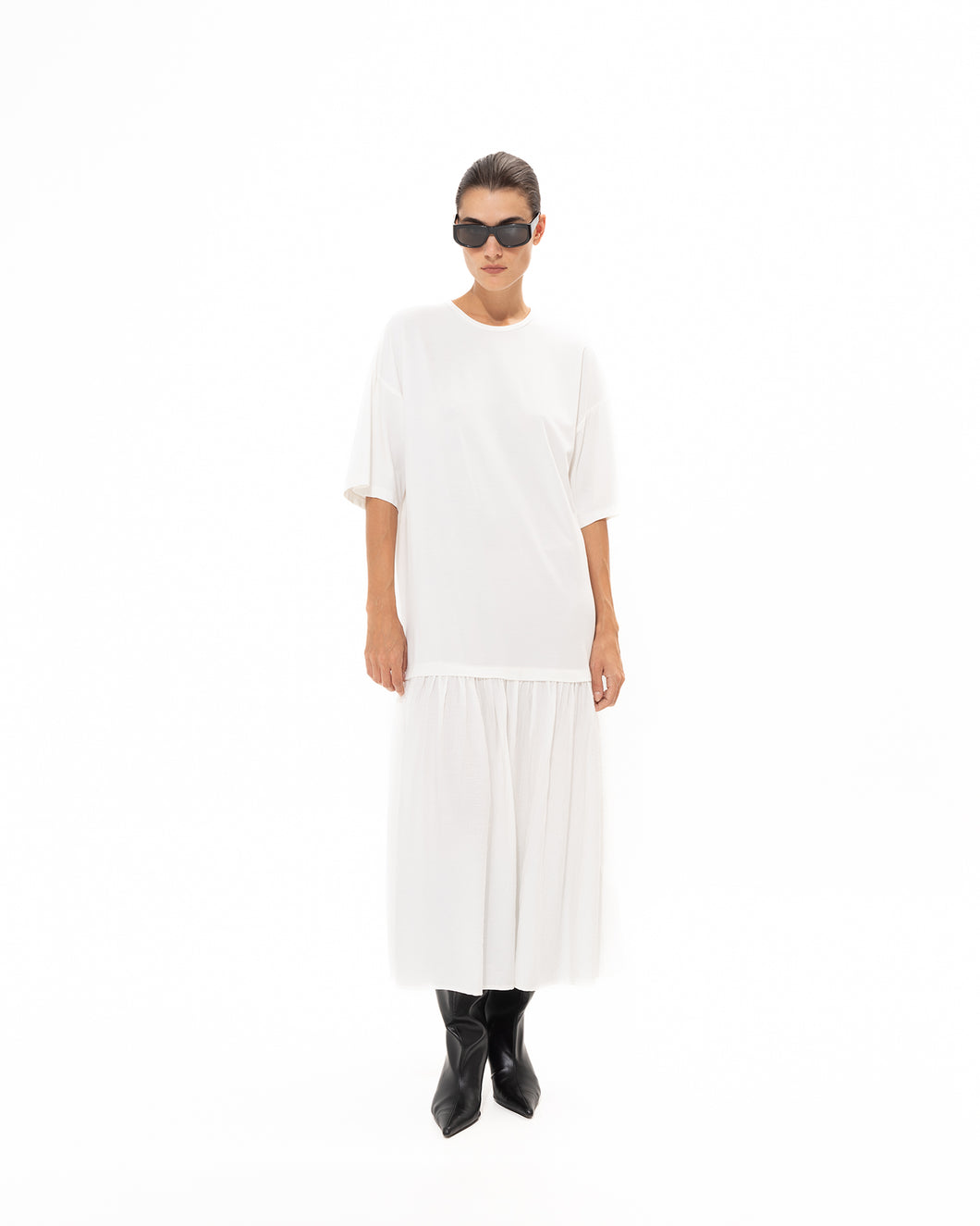 WHITE MIDI COTTON DRESS