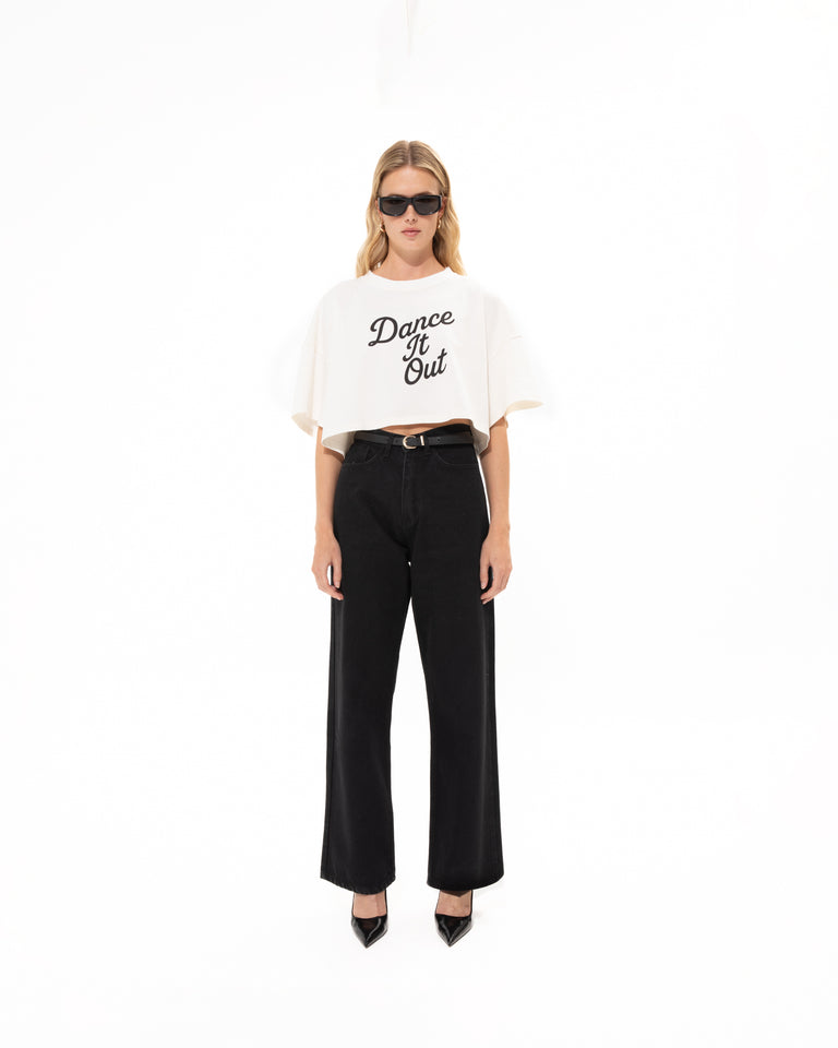 BLACK STRAIGHT LINE JEANS