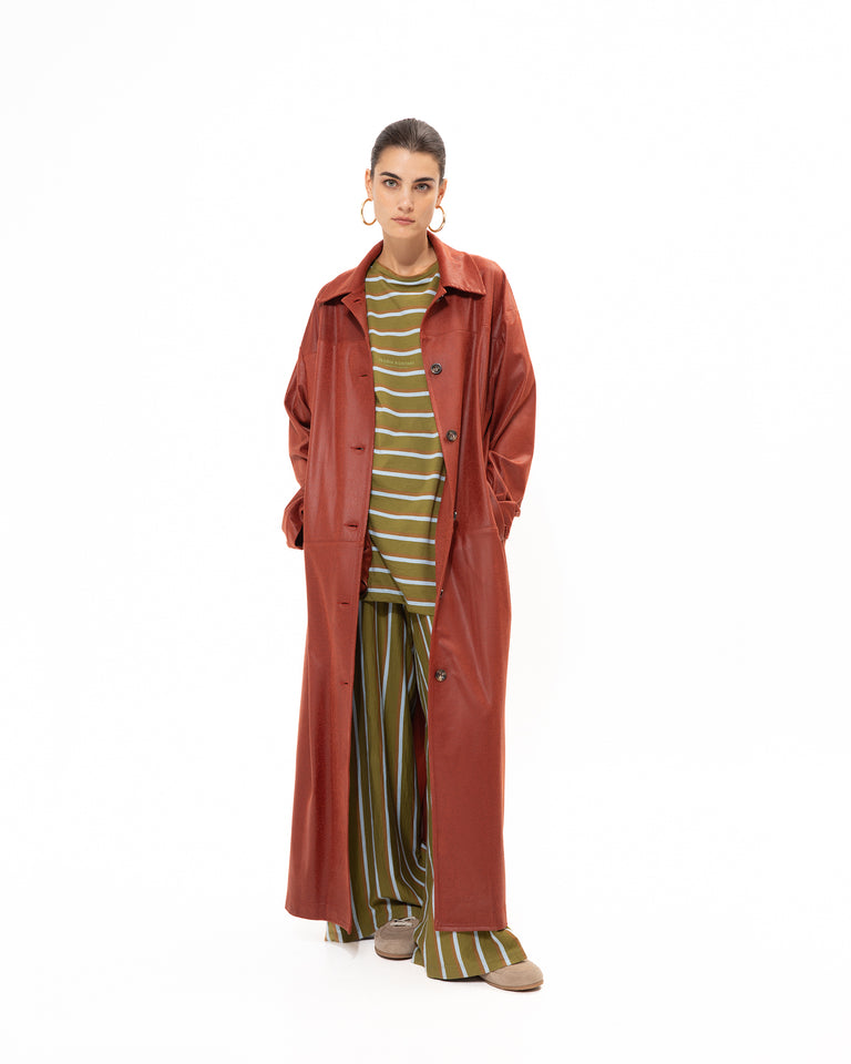 CHERRY FAUX LEATHER COAT