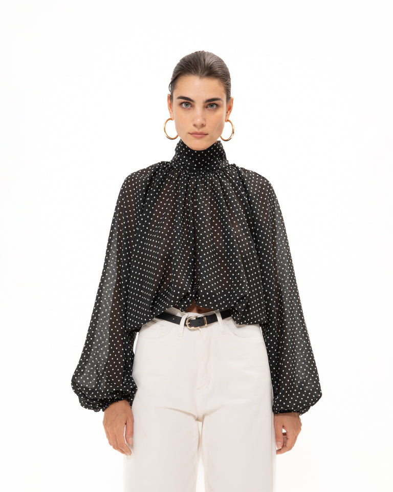 BLACK POLKA BLOUSE