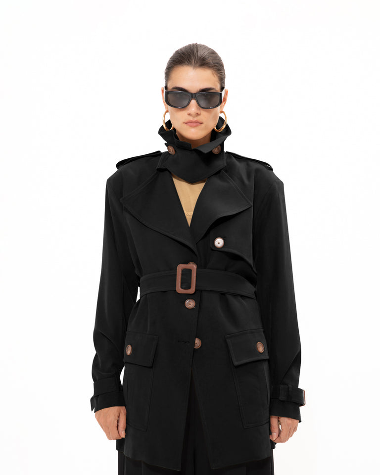 BLACK TRENCH JACKET