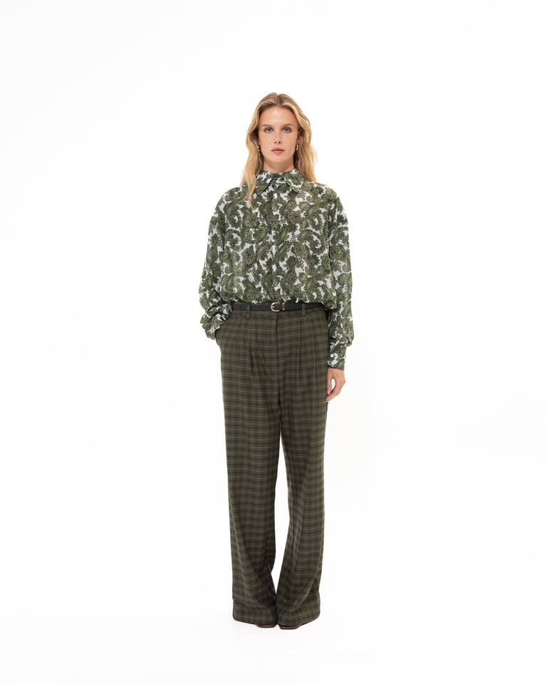 GREEN PAISLEY OS SHIRT