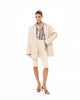 CREME FAUX LEATHER BLAZER