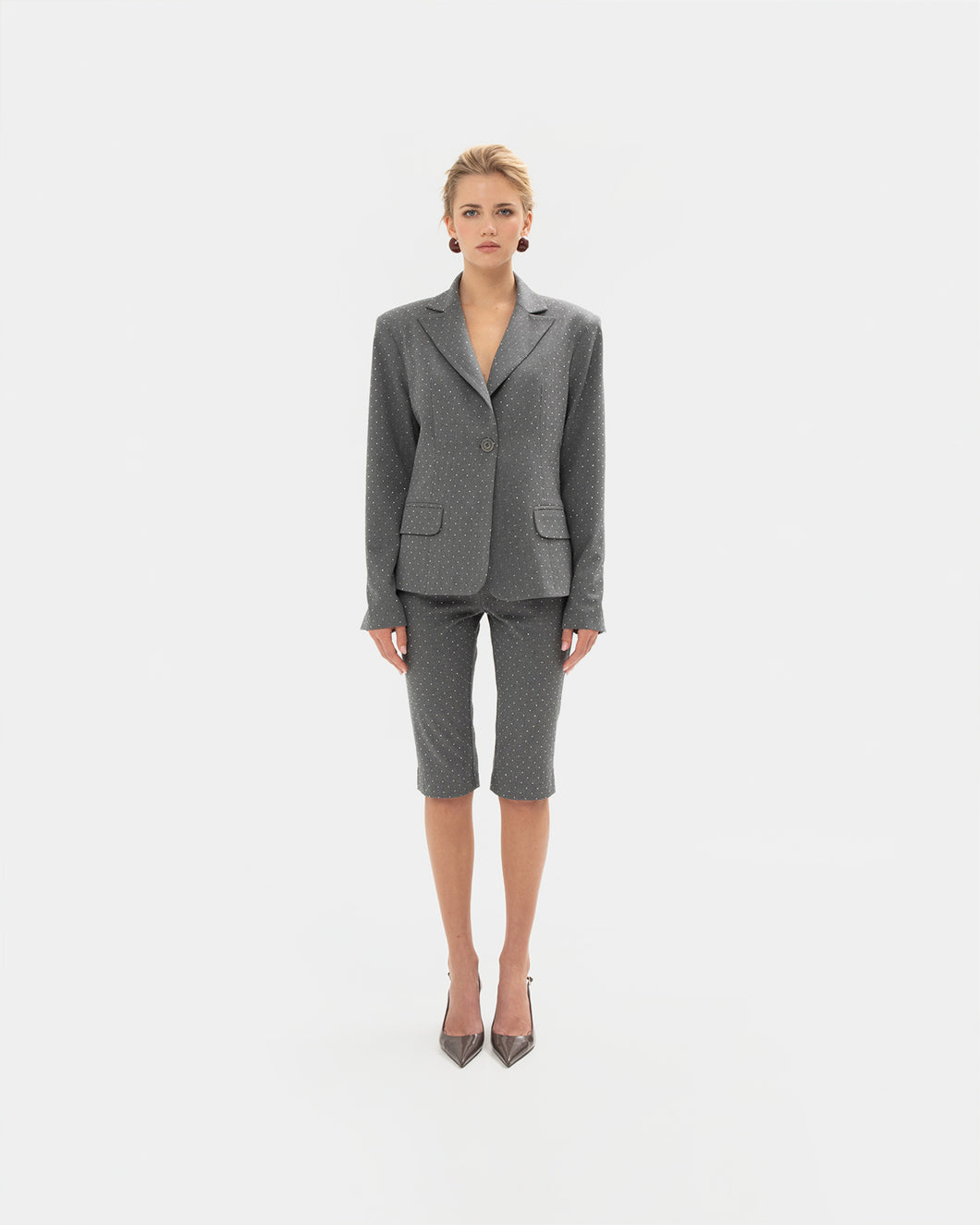 GREY SPARKLE CAPRI PANTS