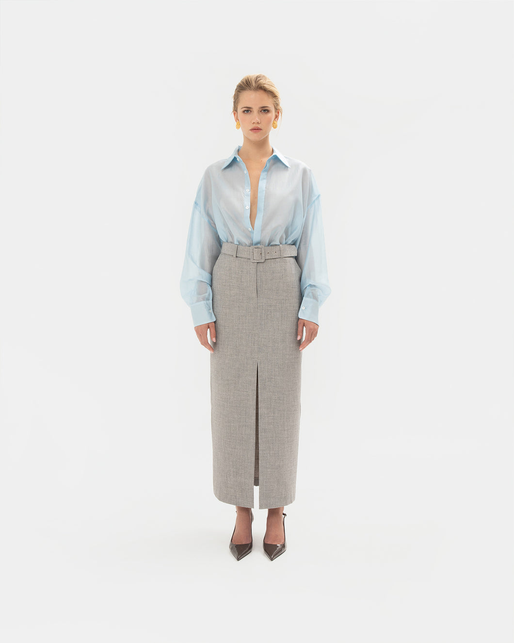 GREY STRAIGHT-LINE SKIRT